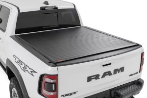 Ram 1500 TRX Hard Roll Up Bed Cover - Rough Country - Flush, Low-Profile Design - Matte Black - '21-'24